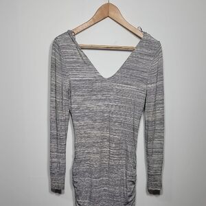 Banana Republic Heathered Gray Long Sleeve Stretch Dress